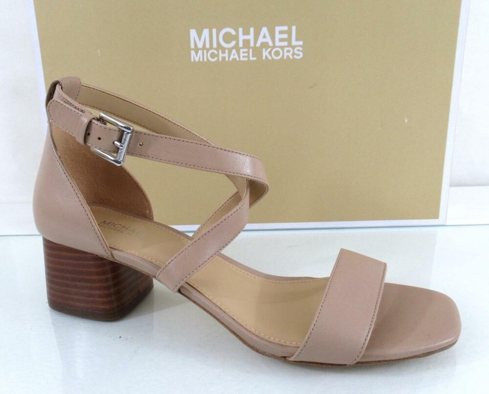Michael Kors Diane Mid Block Heel Sandals Bisque Nude